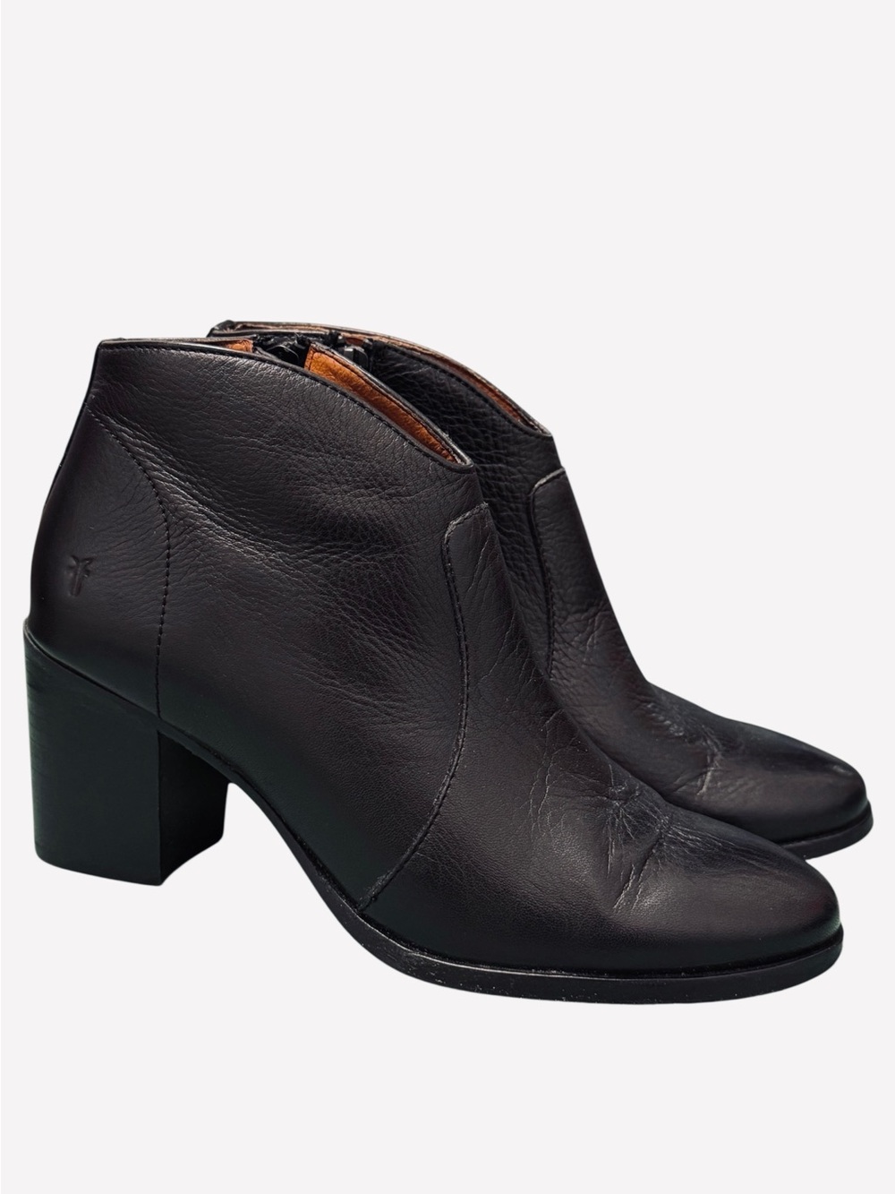 Frye Nora Black Leather Zip Short Boots
